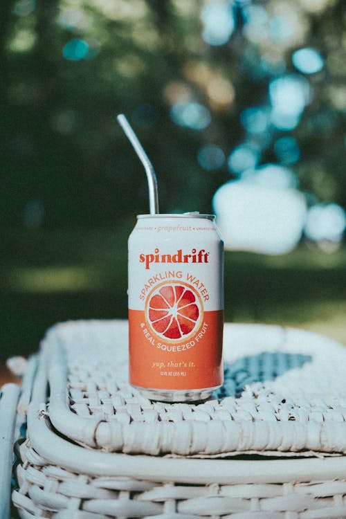 Sparkling Water in Can on Basket