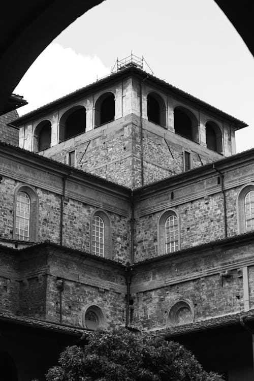 Monochrome Shot of an Old Stone Building