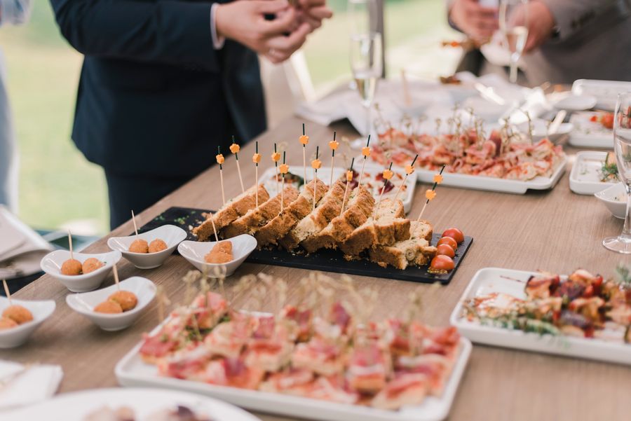 Plated food on a set table for a private meal