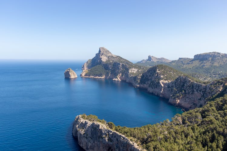 Mallorca Landscape And Cliffs Seen From Mirador Es Colomer On Popular Bike Ride To Cap Formentor.