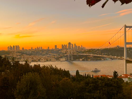 15 temmuz şehitler köprüsü, gün batımı, İstanbul içeren Ücretsiz stok fotoğraf