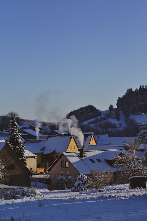 Village under Snow in Winter