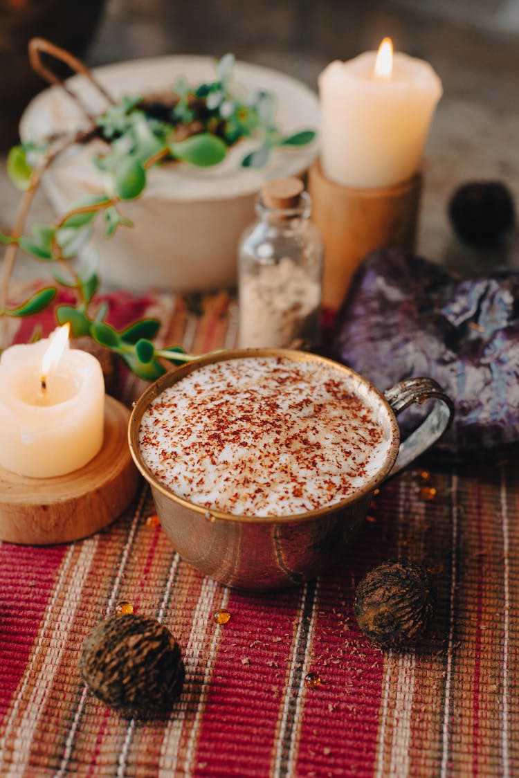 Wax Candles Around Cup