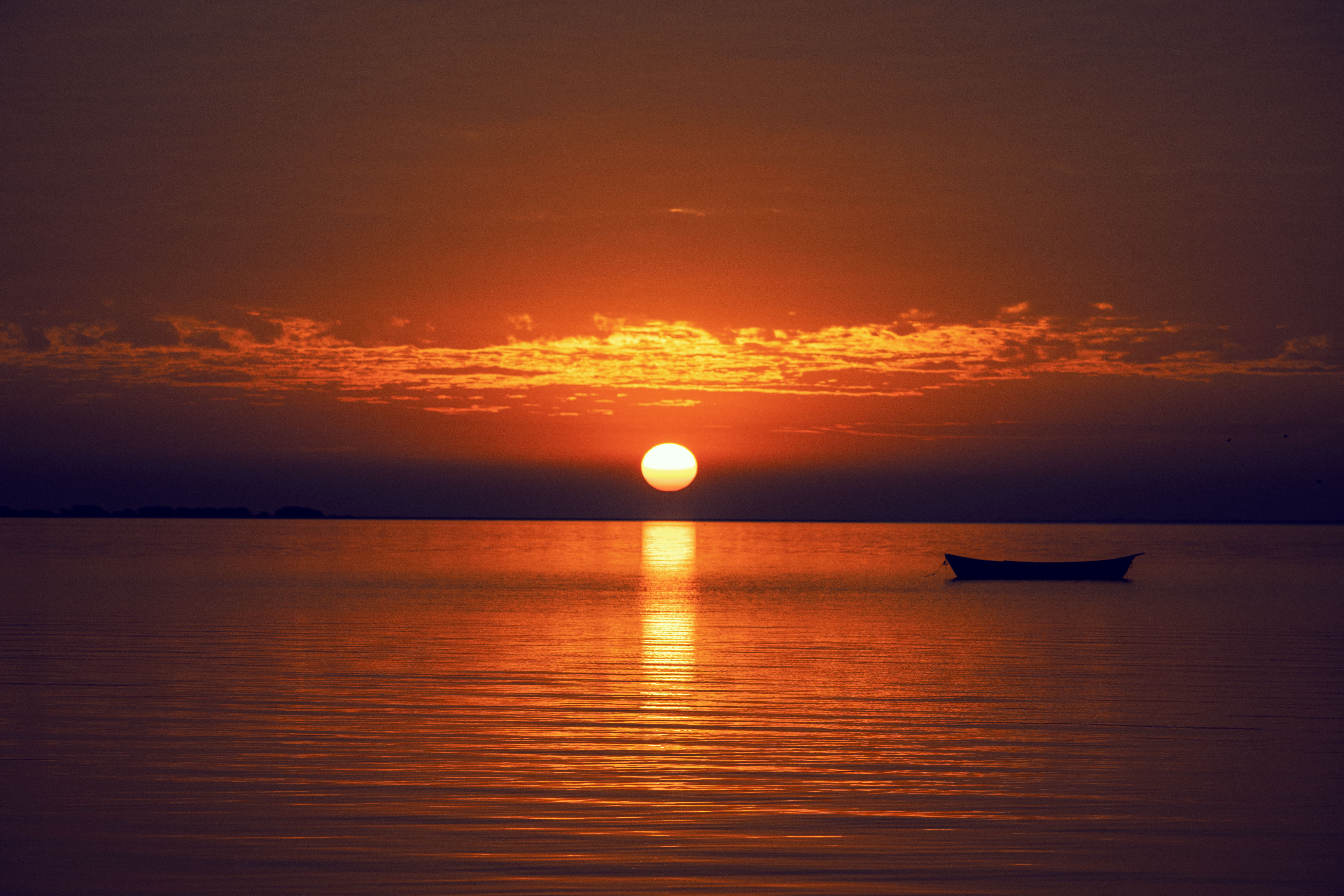 sunrise over a calm ocean horizon, symbolizing endurance and hope