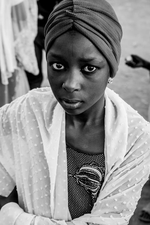 Portrait of Woman in Black and White