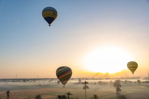 Hot Air Balloons Floating at Sunrise