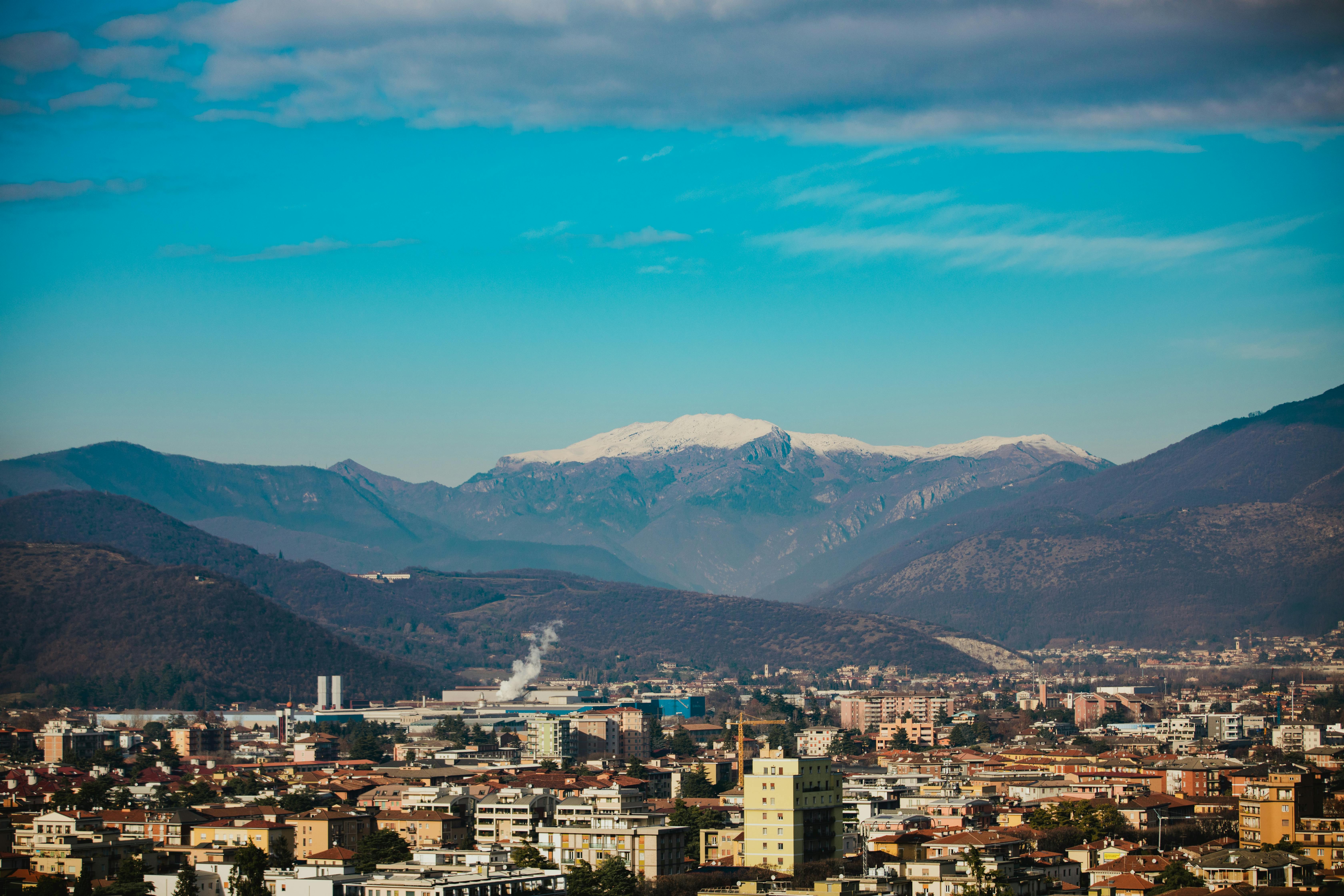 Aerial View of Brescia at the Foot of Bergamo Alps in Italy · Free