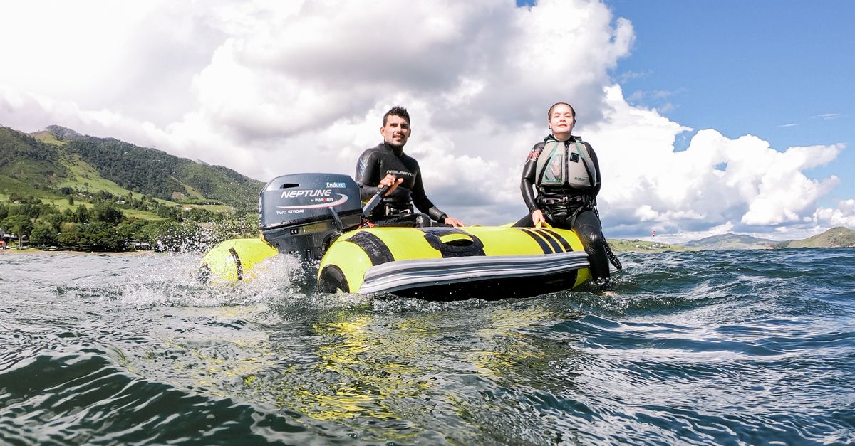 A Couple Riding Yellow Motorboat · Free Stock Photo