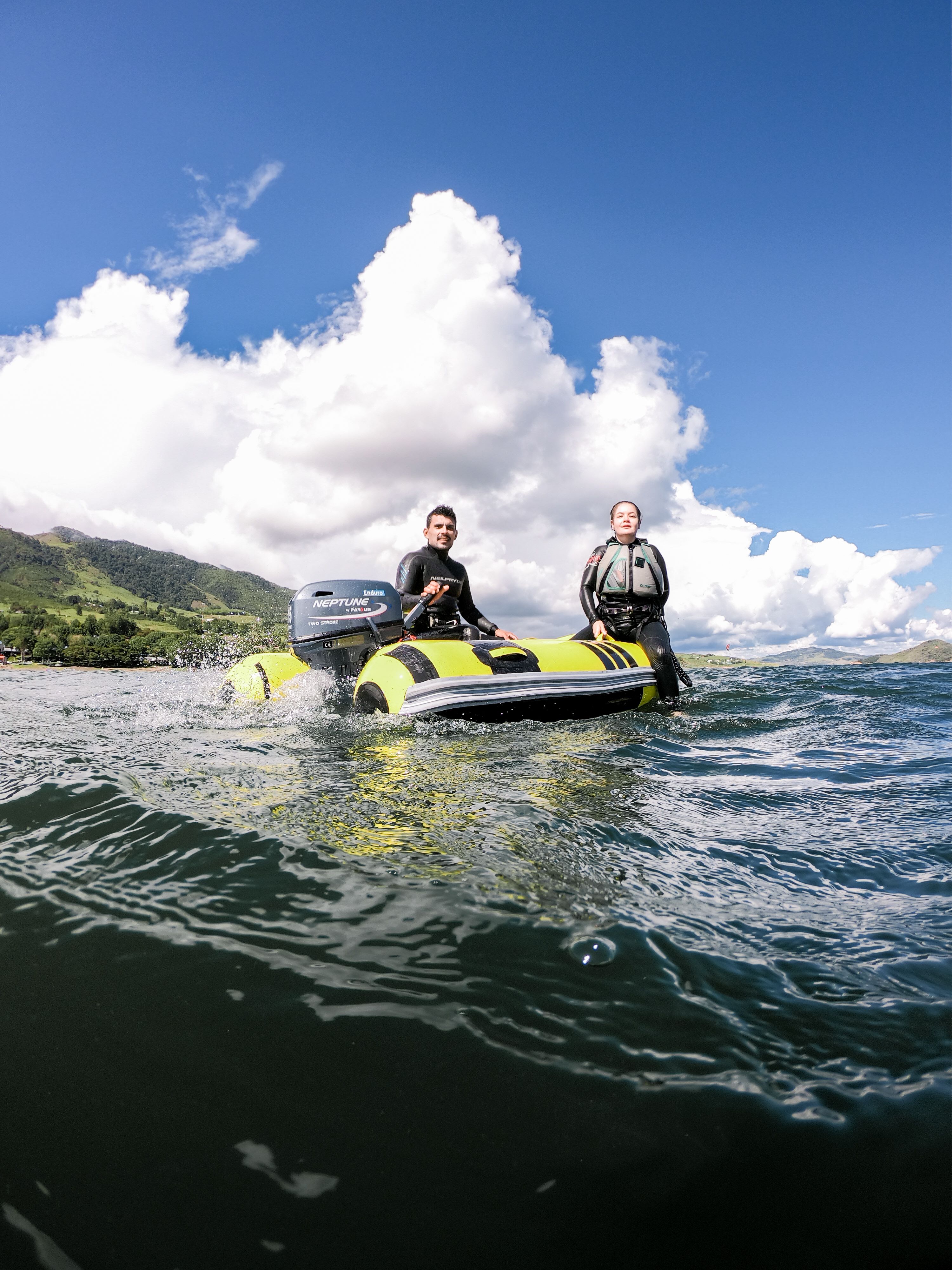 A Couple Riding Yellow Motorboat · Free Stock Photo