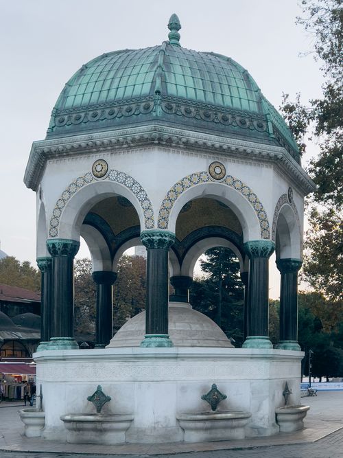 Free The German Fountain, an iconic landmark in Istanbul's Sultanahmet Park. Stock Photo