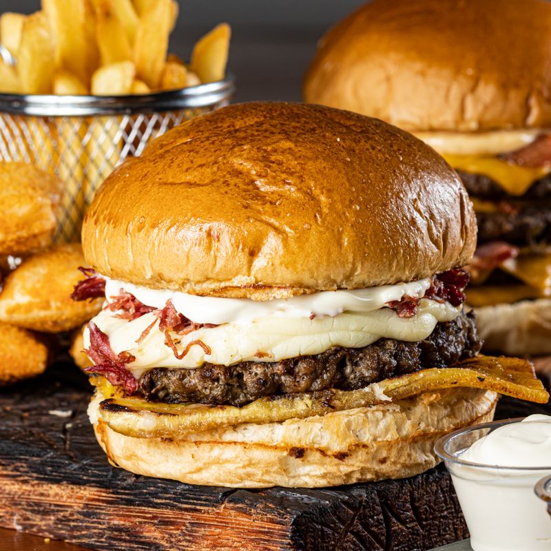 Mexican Barbacoa Beef Burgers with Consomé Dipping Sauce