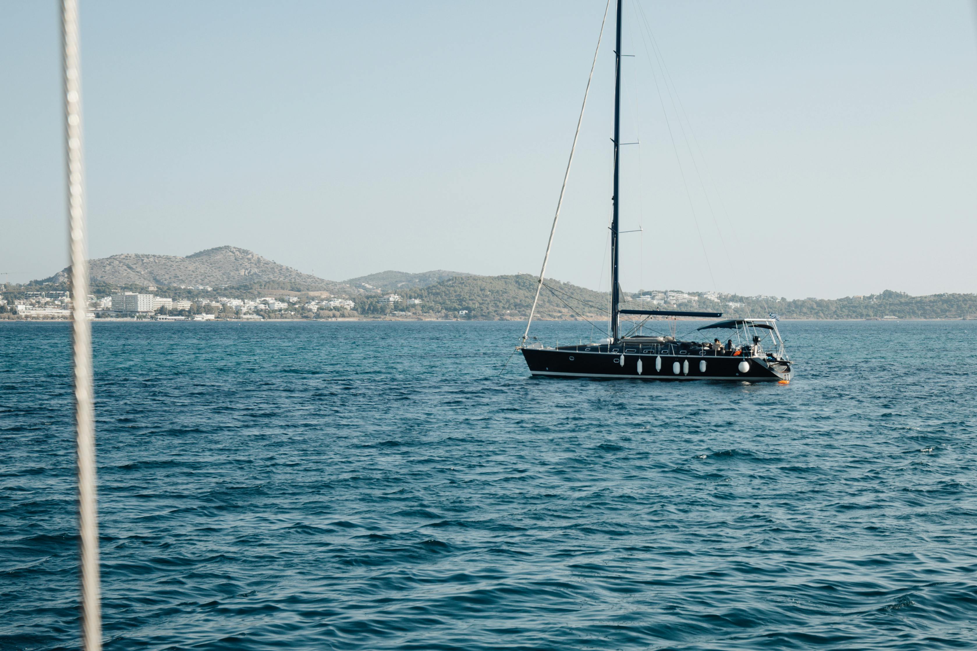 Outdoor activities Athens Greece - sailing yacht on blue Saronic Gulf waters