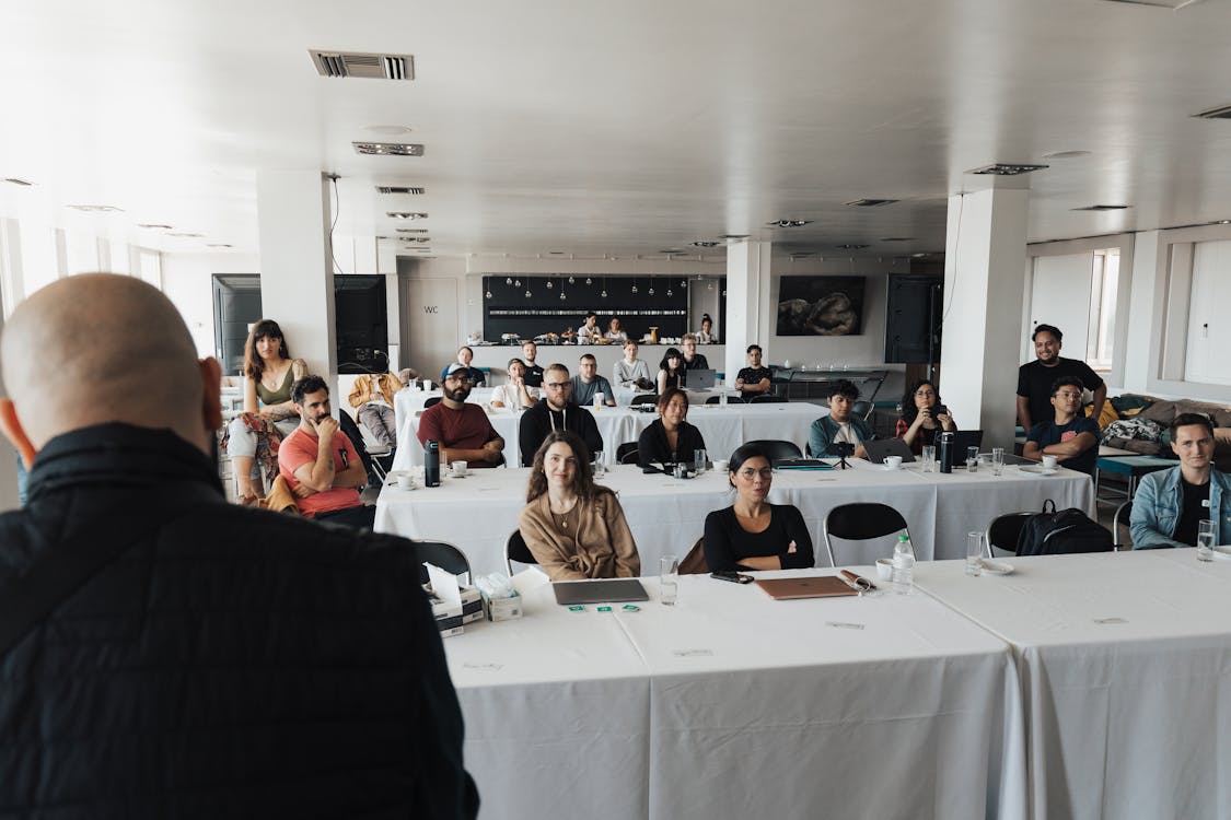 Free Team of Workers in Meeting Stock Photo