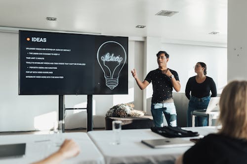 Man Showing a Presentation about his Idea in Meeting