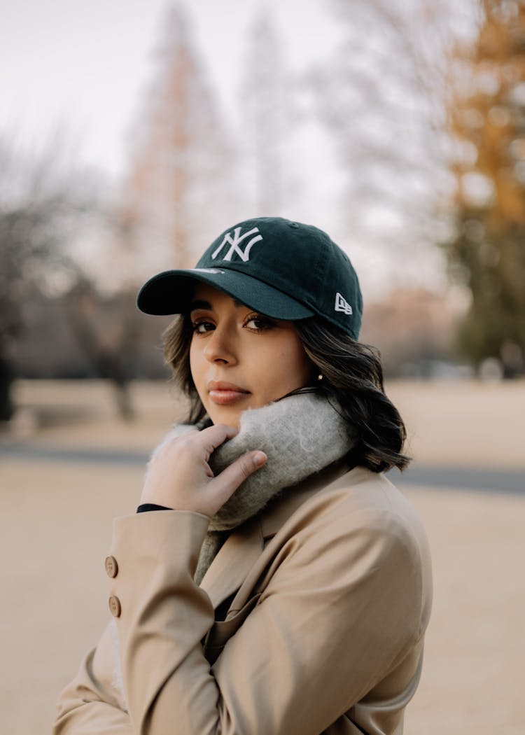 Portrait Of Woman Wearing Baseball Hat