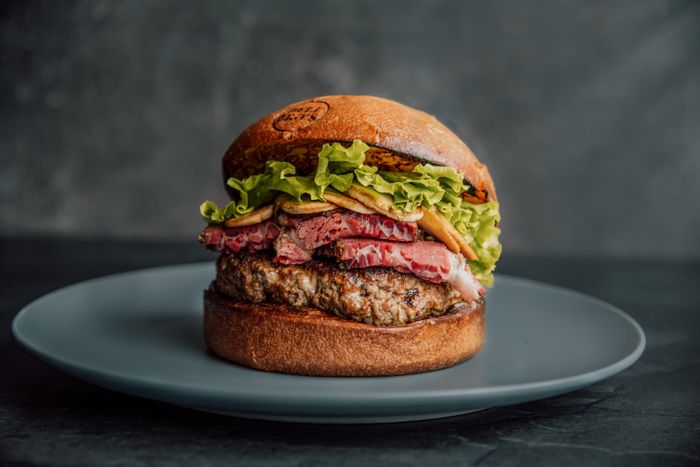 Original FUEL burger on a plate