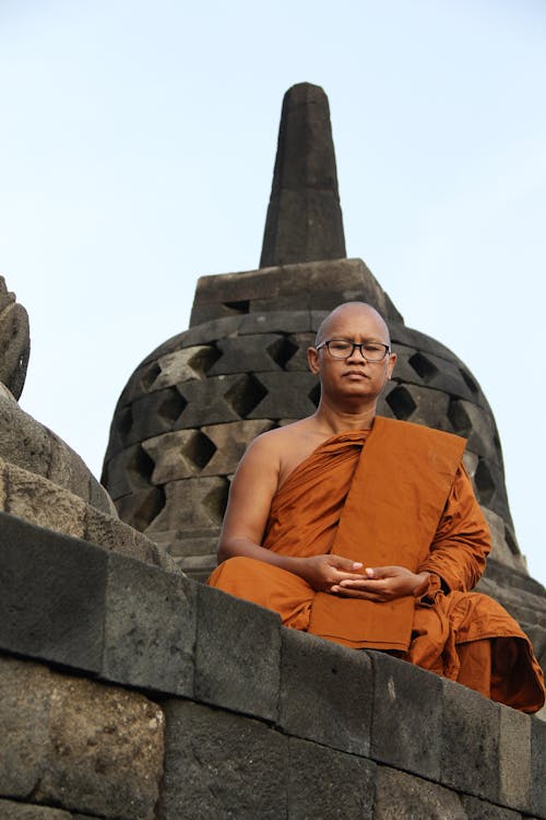 Meditating Monk on Wall