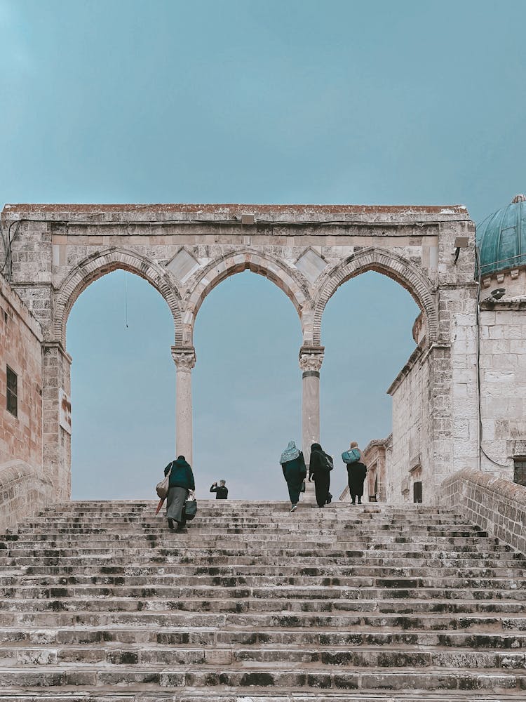 Women Walking Up The Stairs, Jerusalem, Israel