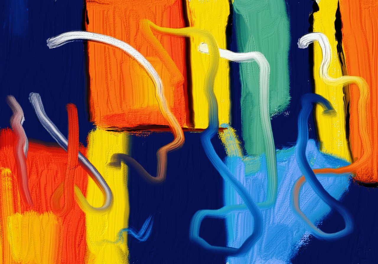 colorful abstract painting with bold brushstrokes and vibrant hues cre