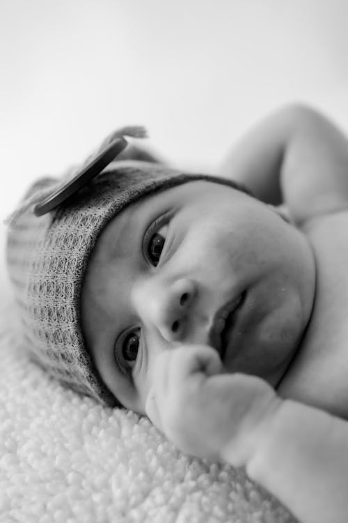 Black and White Portrait of Baby