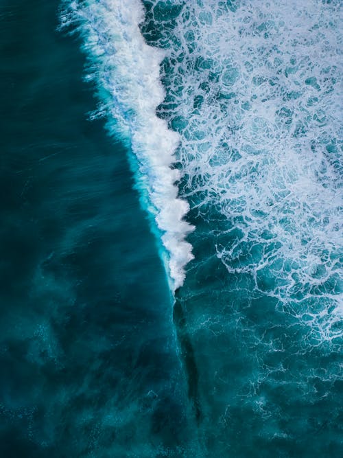 Foto profissional grátis de espuma, fotografia aérea, mar