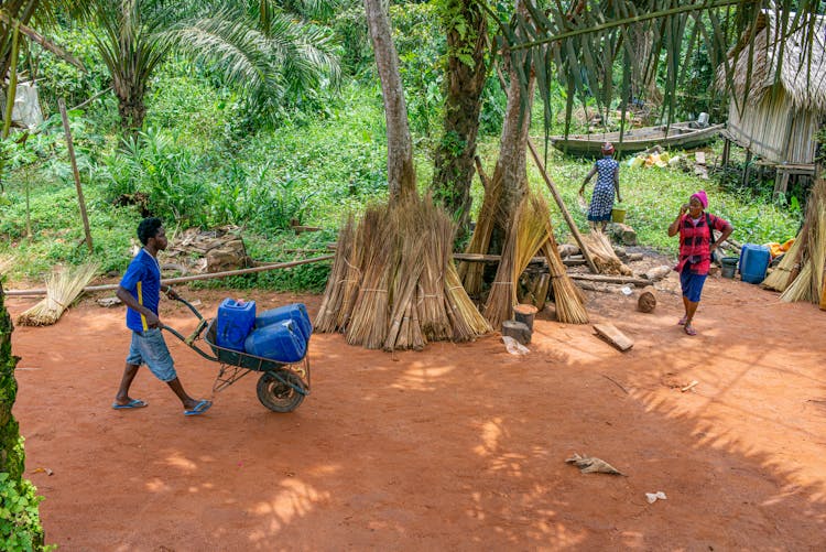 People Working In A Small Farm