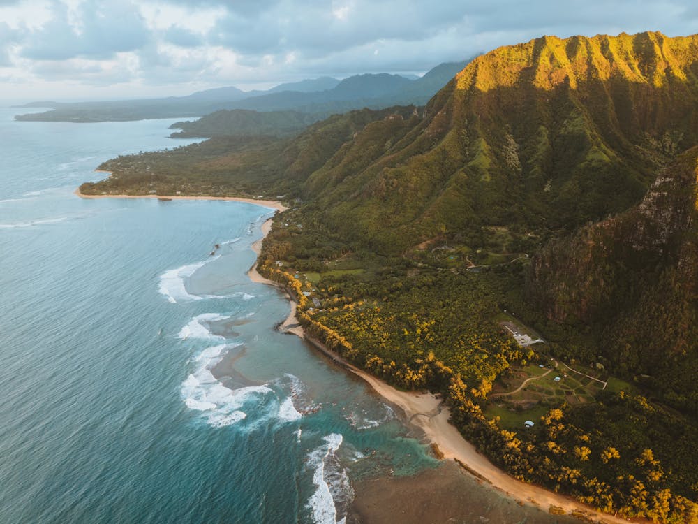 Aerial View of Kauai Island Coast