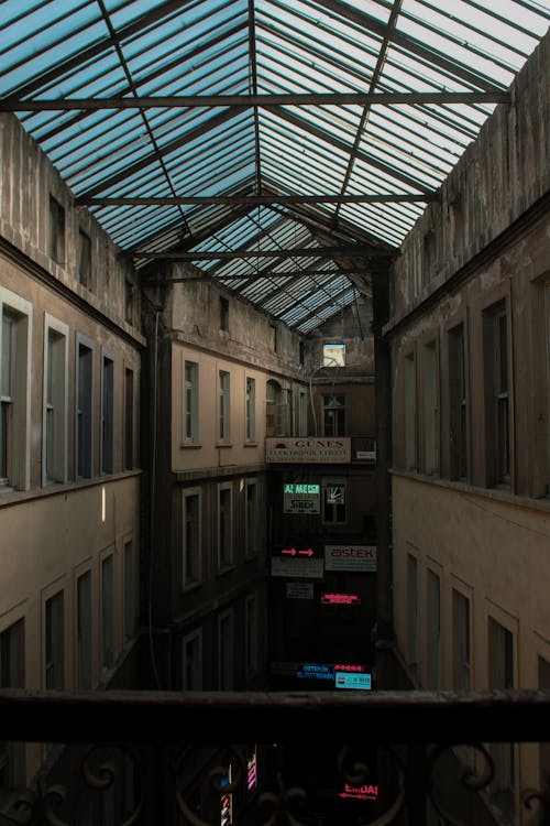 A Passage Between Two Buildings Connected with a Glass Roof