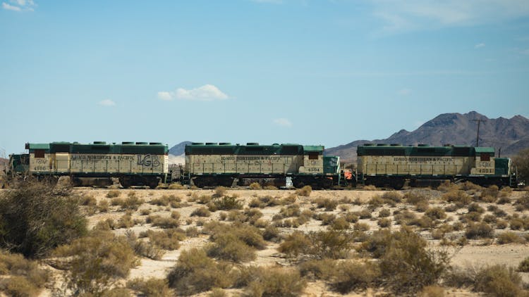 Cargo Train In Desert