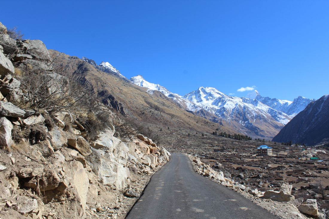 Scenic road-travel landscape in India