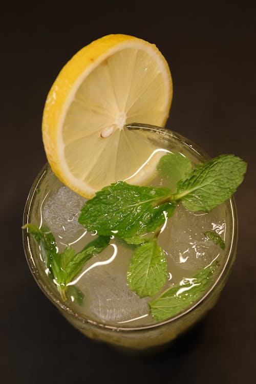 Mint and a Lemon Slice in a Glass