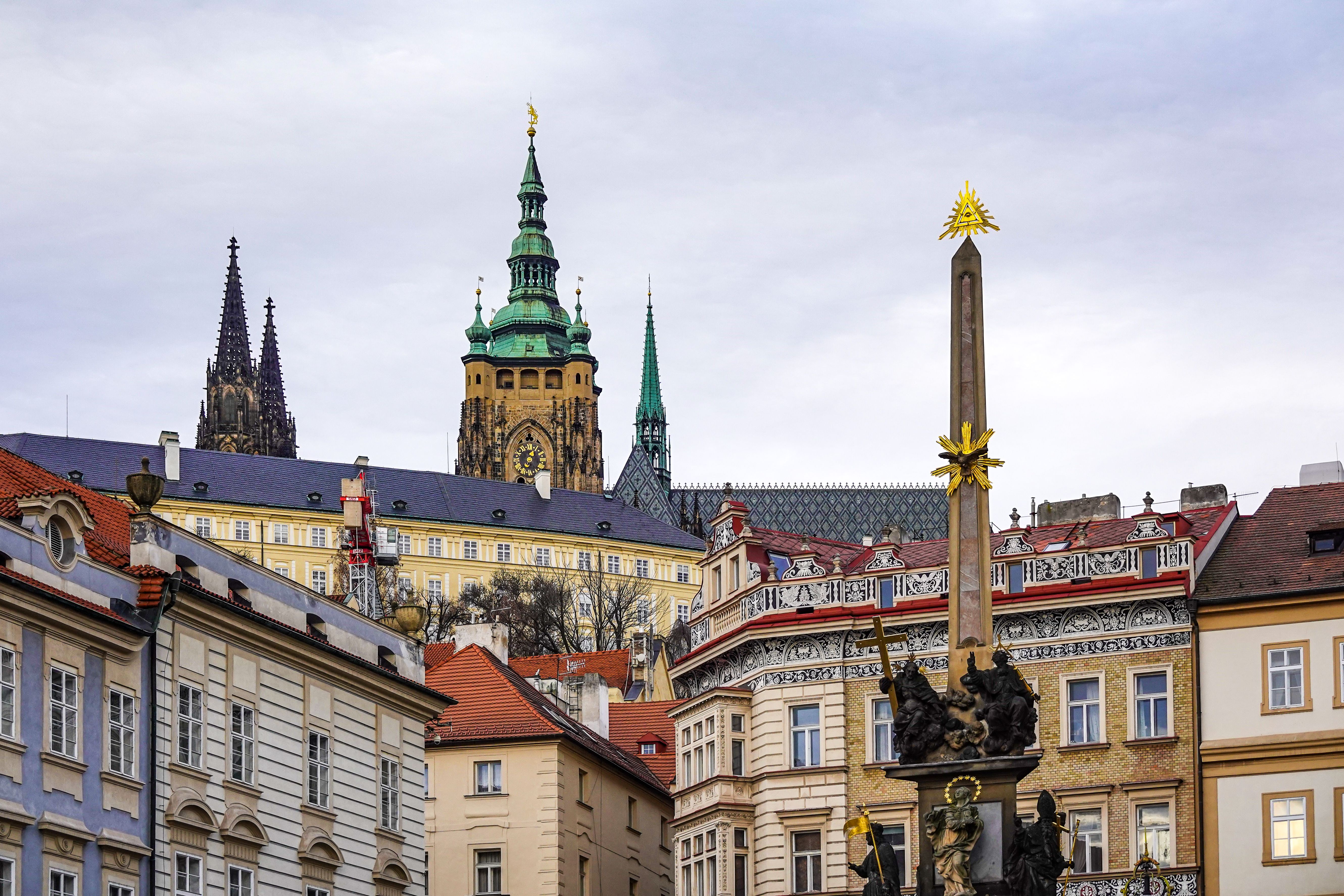 Capture of Prague Castle and Saint Vitus Cathedral in the historic city center of Prague, Czechia.