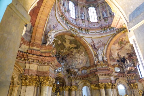 Baroque Interior in St. Nicholas Church in Prague, Czech Republic