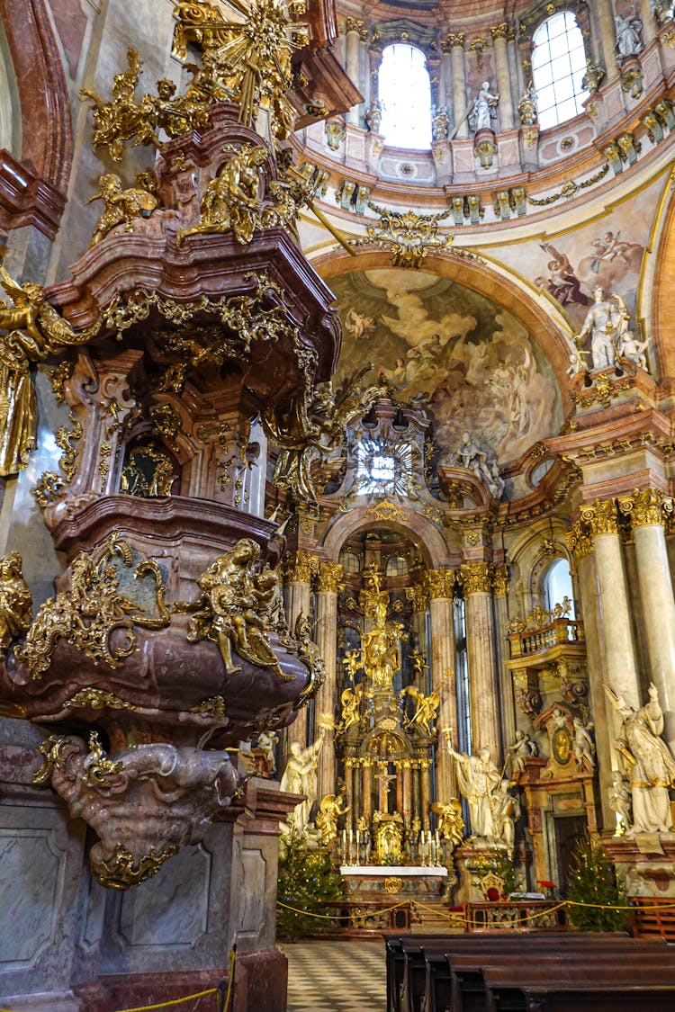 Baroque Sculpture In St. Nicholas Church In Prague, Czech Republic