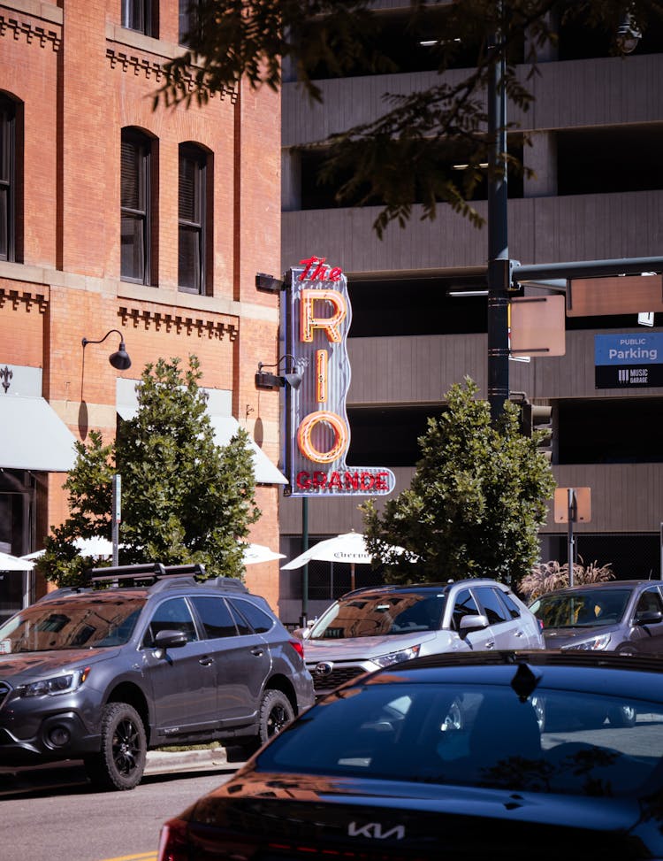 Cas Parked Beside Rio Grande Signage