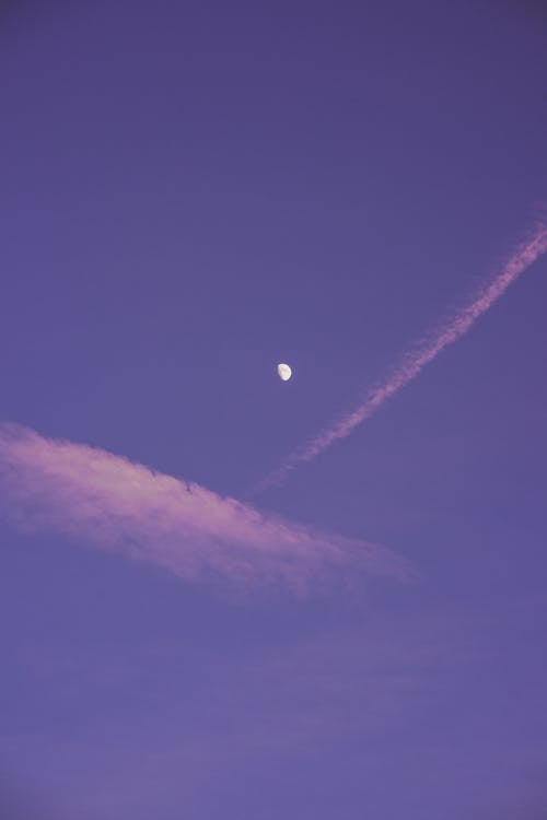 Moon on Clear, Purple Sky
