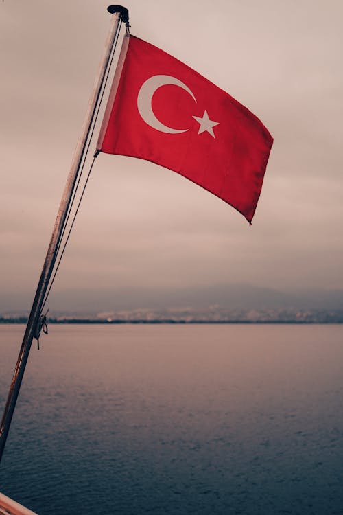 Foto stok gratis air, awan, bendera turki