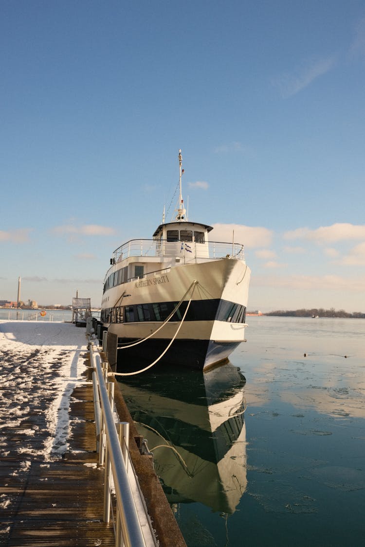 Ship Moored In Winter