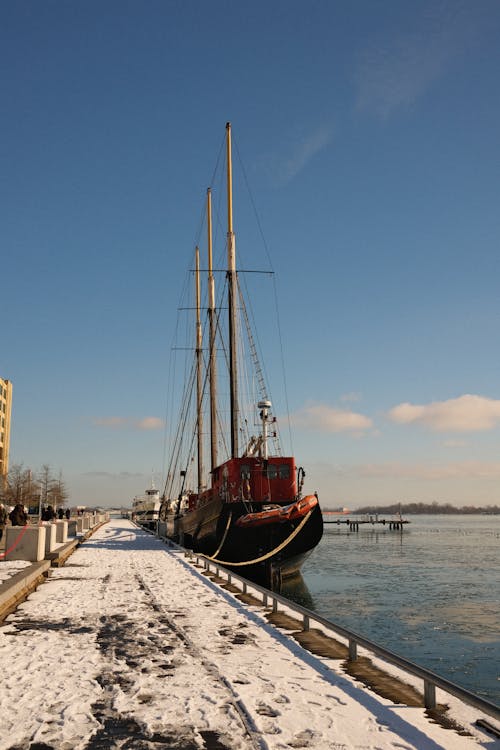 A Boat in a Port in Winter 