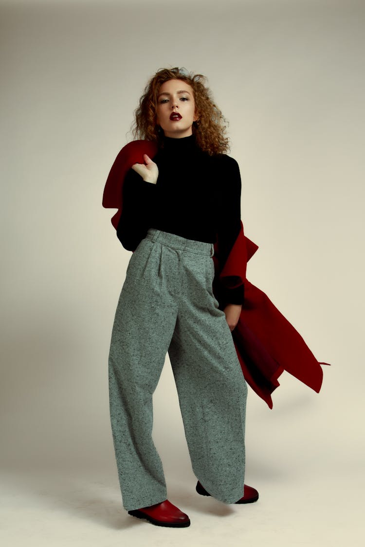 Stylish Woman Posing In Studio