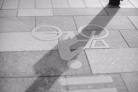 Close-up of a Sign on a Bicycle Lane 