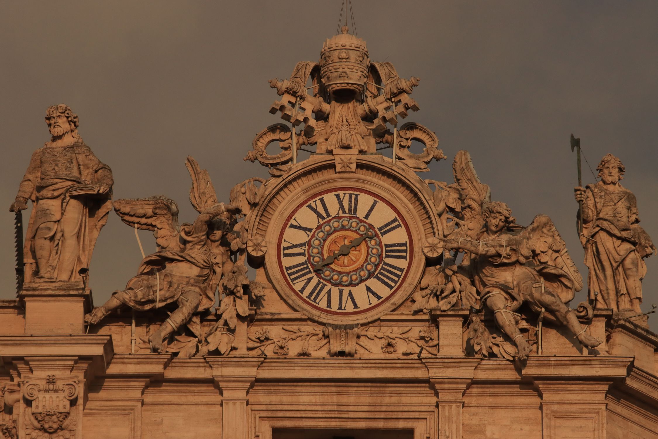 Close-up of a Clock on the St Peters Basilica, Vatican City, Rome ...