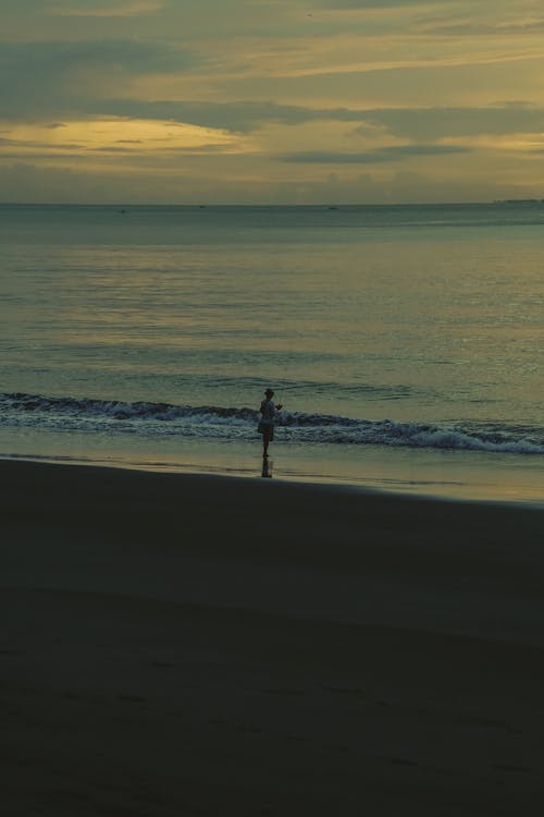A Person Standing Alone on the Beach 