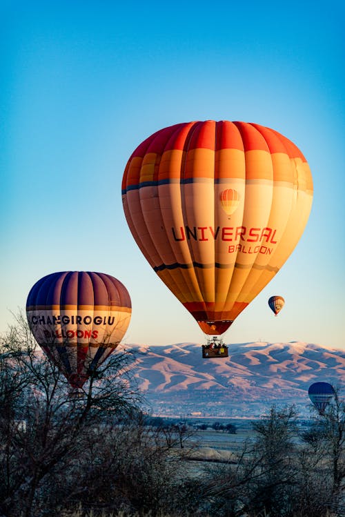 Hot Air Balloons Flying over a Valley 