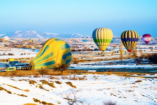 Balloons on Plains in Winter