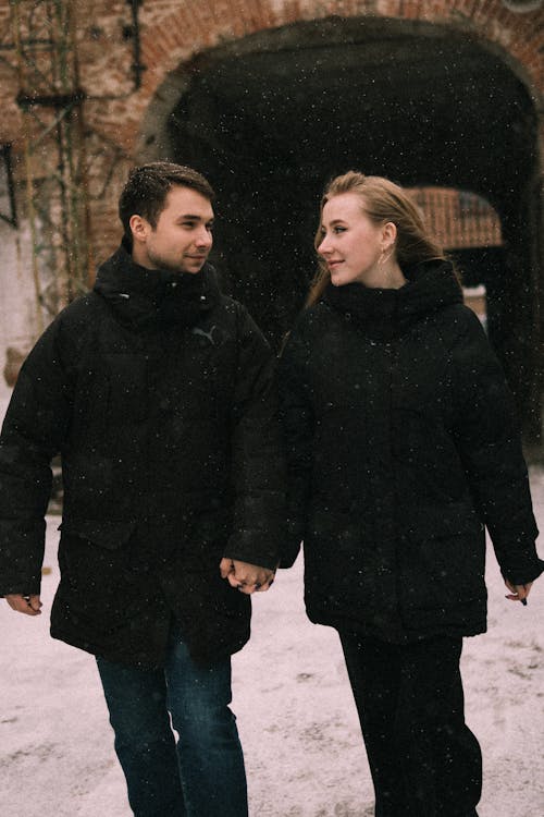 Couple Walking Together in Winter