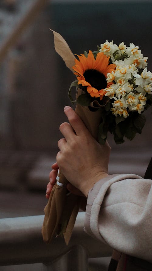 Immagine gratuita di avvicinamento, bouquet, donna