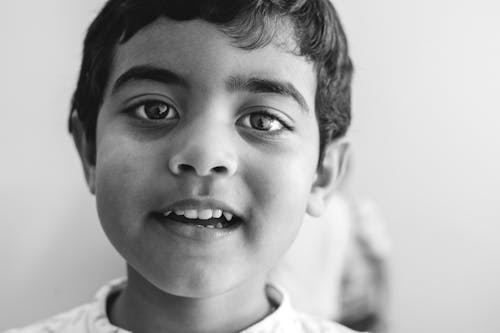 Boy Face in Black and White