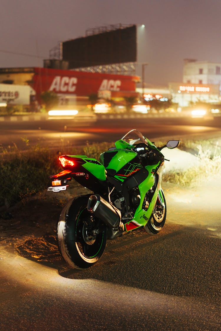 A Parked Kawasaki ZX 10r Motorcycle 