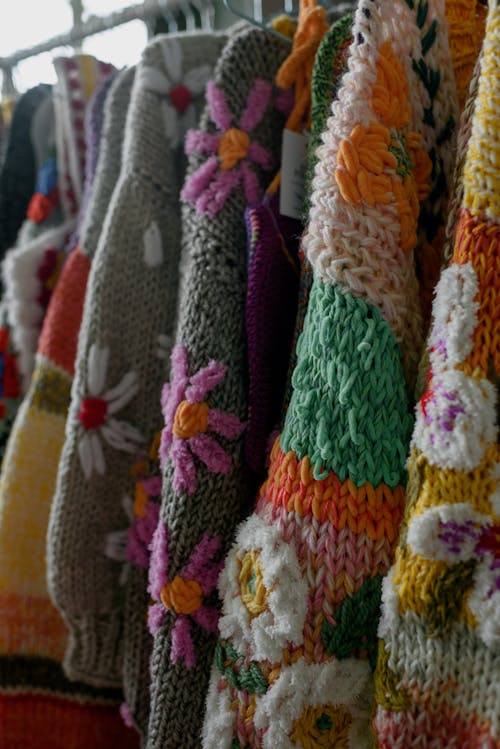 Close up of Colorful Sweaters
